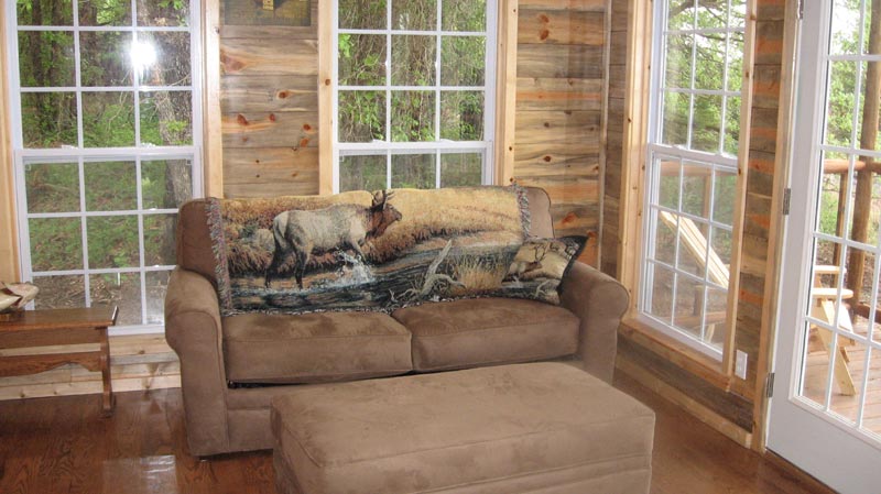 Inside a Cedar Crest RV Park cabin