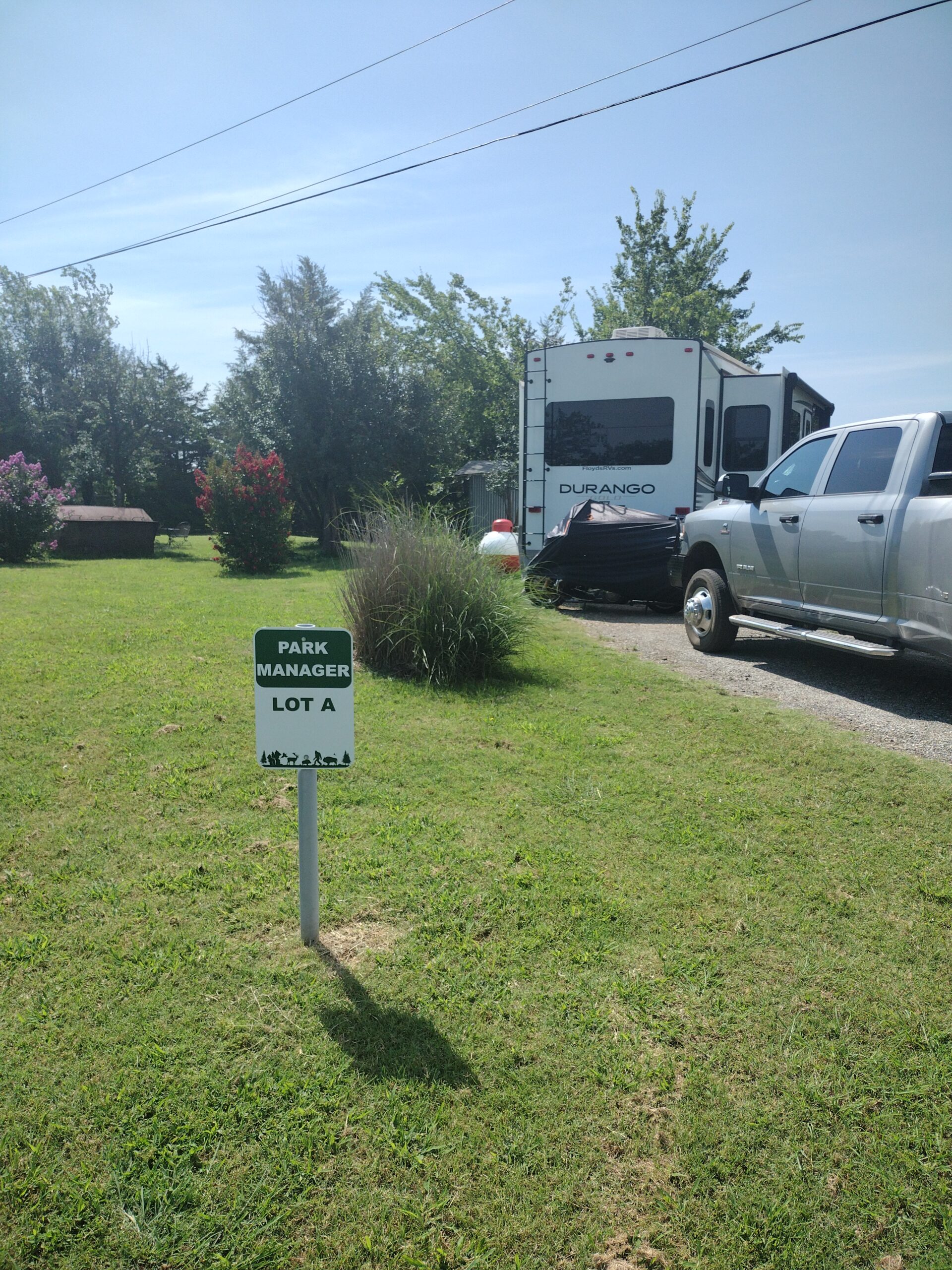 Cedar Crest RV Park Park Manager sign
